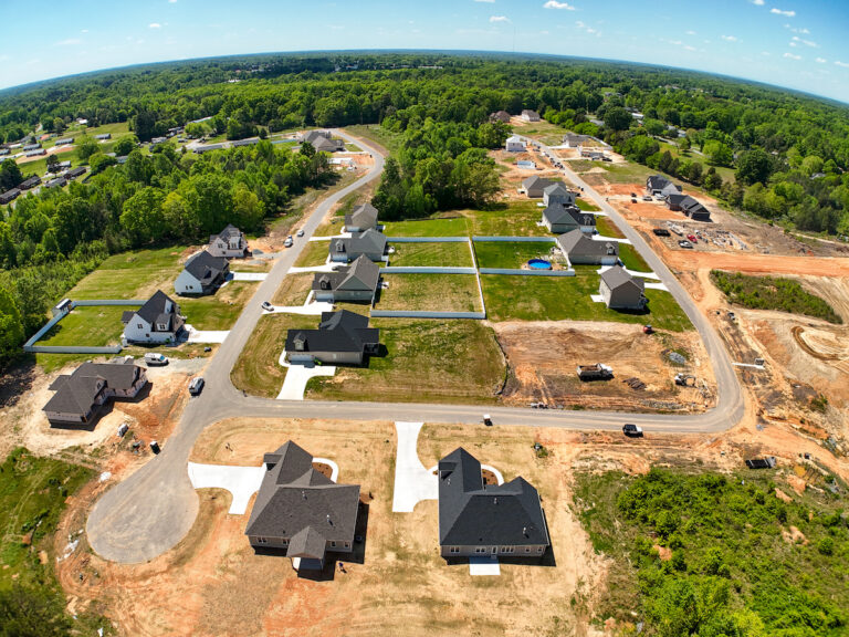 Aerial view of the Wynnfall subdivision in Lexington NC.