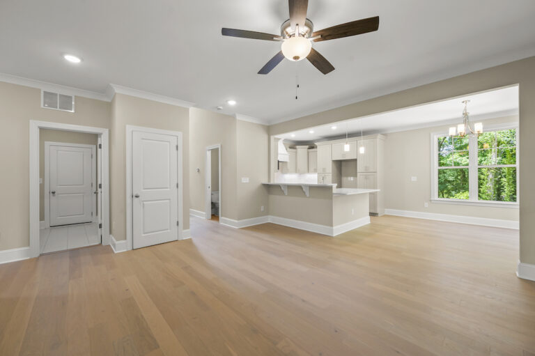 Large open Living, dining, kitchen layout at 557 Alpine Road.
