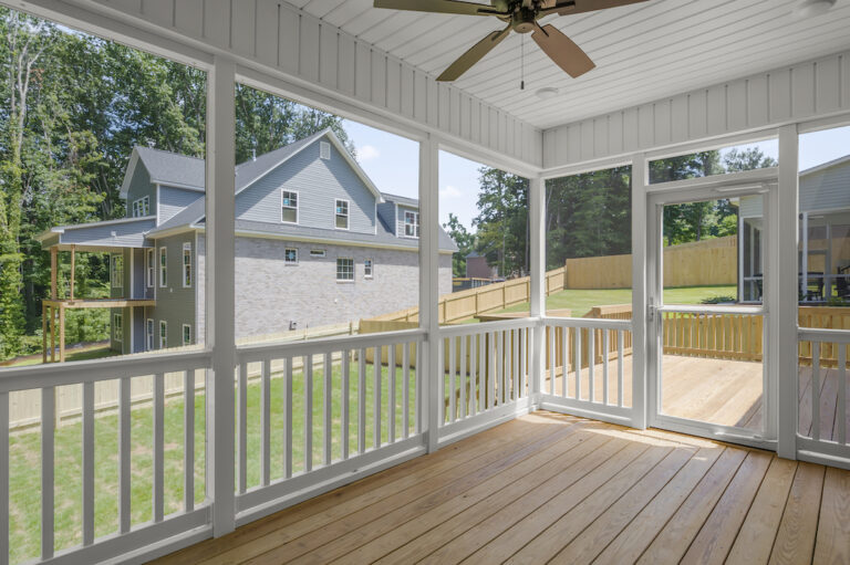 View of screen porch at 557 Alpine Road.