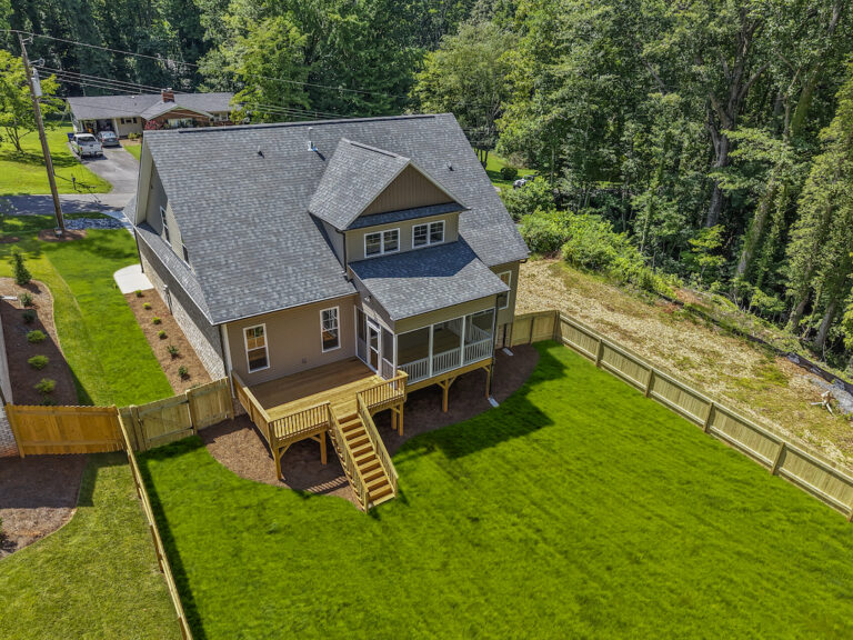 Aerial view of the home and backyard located at 557 Alpine Road.